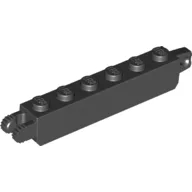 Hinge Brick 1 x 6 Locking with 1 Finger Vertical End and 2 Fingers Vertical End, 7 Teeth / Black