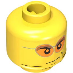 Minifig Head, Glasses with Orange Sunglasses and Smirk Print / Yellow