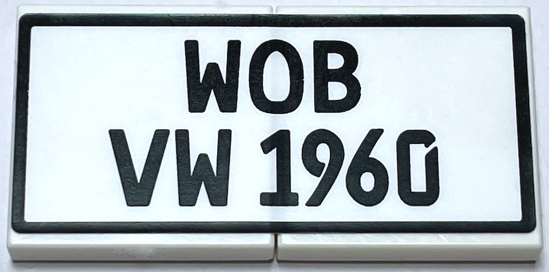 Lego Stickered Assembly 4 x 2 with Black 'WOB VW 1960' and Rectangle Border Pattern (Sticker) - Set 10187