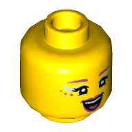 Lego Minifig Head Candy Mermaid, Dark Pink Eyebrows and Eye Dots, Light Aqua Eye Shadow, Dark Pink Lips, Open Mouth Print / Yellow