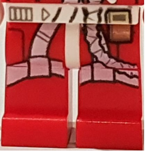 Lego Hips and Red Legs with Yuletide Squadron Pilot Flight Suit with White Straps Print / White