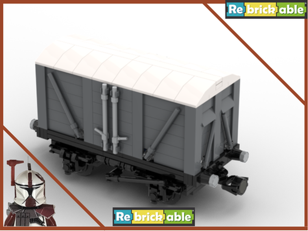Lego (V2) (Dk Gray White Roof) Vented Boxcar 7wide (old magnet couplers)