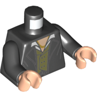 Lego Torso Jacket, Olive Green Vest, White Shirt Print, Black Arms, Light Nougat Hands / Black
