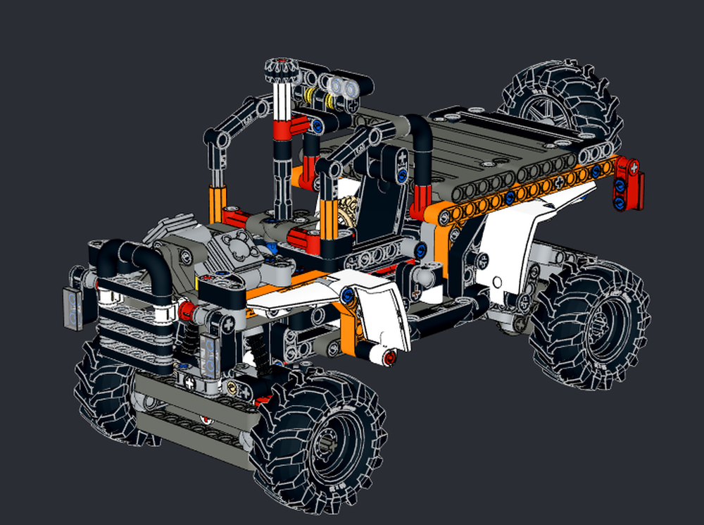 Lego Jeep with open engine and cabin