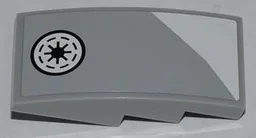 Slope, Curved 4 x 2 with White Triangular Shape and SW Republic Pattern Model Right Side (Sticker) - Set 9498