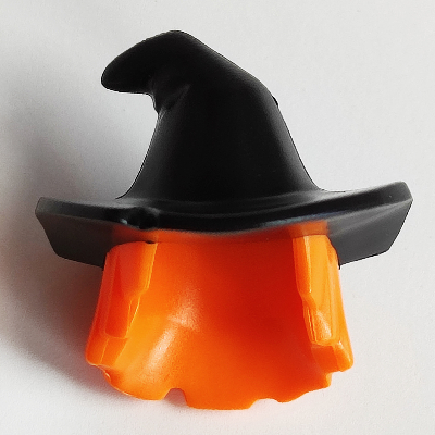 Lego Hair and Hat, Floppy Witch Hat with Orange Hair Print