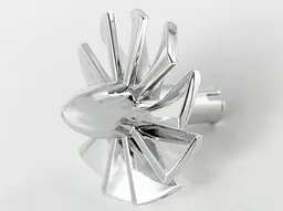 Jet Engine Fan with 10 Blades and Technic Pin / Chrome Silver