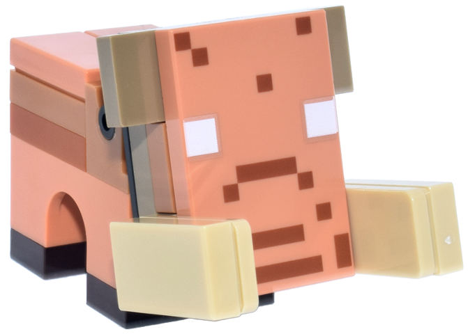 Lego Minecraft Hoglin, Baby, Nougat Face (Dark Tan Plate, Modified 1 x 3 with 2 Studs) - Brick Built
