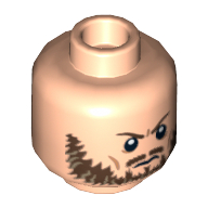Lego Minifig Head Frank, Beard Reddish Brown, Furrowed Brow Print [Hollow Stud] / Light Nougat