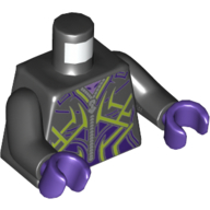 Lego Torso Jacket with Zipper, Dark Purple Detailing with Lime Lines Print, Black Arms, Dark Purple Hands / Black