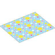 Lego Duplo Blanket 8 x 10 with Pink / Medium Blue Decorations, Yellow Flowers print / White