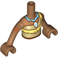 Lego Minidoll Torso Girl with Tan Native Dress, Bright Light yellow Strap, Medium Azure Necklace, Pendant print Print, Medium Nougat Arms with Hands / Medium Nougat
