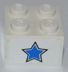Brick 2 x 2 with Blue Star Pattern (Sticker) - Set 7970