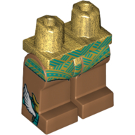 Lego Hips and Medium Nougat Legs with Dark Turquoise Decorations, Wings on Feet print / Pearl Gold