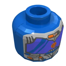Minifig Head Droid, Large Blue Mask Print [Blocked Open Stud] / Blue
