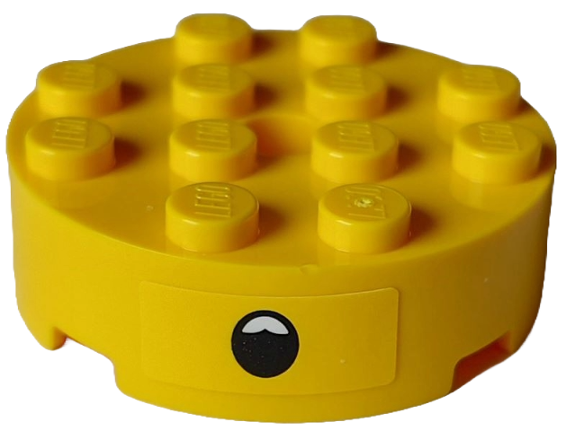 Lego Brick, Round 4 x 4 with Hole with Black Open Mouth Surprised with Top Teeth Pattern (Sticker) - Set 75582