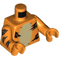 Lego Torso Tiger Stripes, Tan Belly Print, Orange Arms and Hands / Orange