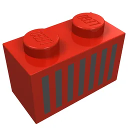 Brick 1 x 2 with Black Grill Print / Red