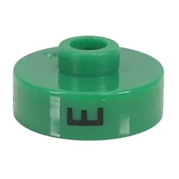 Pen Bead, Round Short, Flat Edge with 'E', 'N', 'B' Print / Green