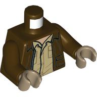 Lego orso Jacket, Open over Tan Shirt print, Dark Brown Arms, Dark Tan Hands / Dark Brown