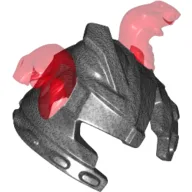 Helmet with Cheek Protection and 2 Trans-Red Snakes Pattern / Pearl Titanium