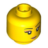 Lego Minifig Head Black Eyebrows, Nougat Eyeshadow, Lips, Smile / Tiara, Dark Turquoise Eyelashes, Open Mouth / Yellow