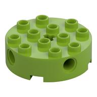 Lego Brick Round 4 x 4 with 4 Side Pin Holes and Center Axle Hole / Lime