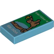 Tile 1 x 2 with Monkey with Banana and 'YOU'RE A-PEELING' Print / Medium Azure