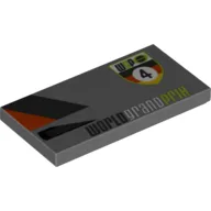 Tile 2 x 4 with 'WGP 4' and 'WORLD GRAND PRIX' Print Model Right Side / Dark Bluish Gray