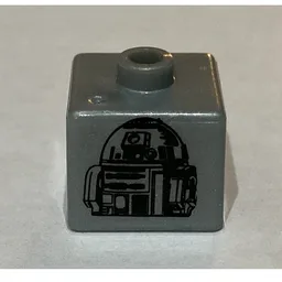 Pen Bead, Square with R2-D2 Print / Dark Gray