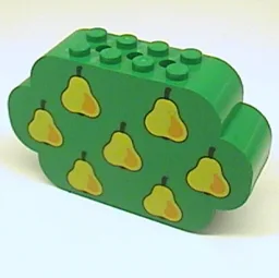 Brick Curved 2 x 8 x 4 Triple Curved Ends with 7 Pears Print / Green