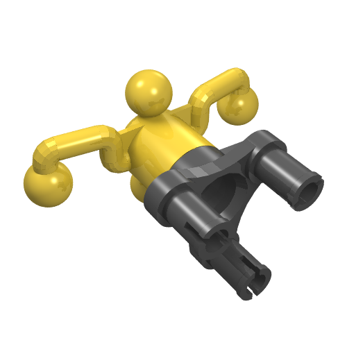 Lego Technic 4 Ball Joint Steering Arm With 3 Pin Base [Complete Assembly] / Yellow