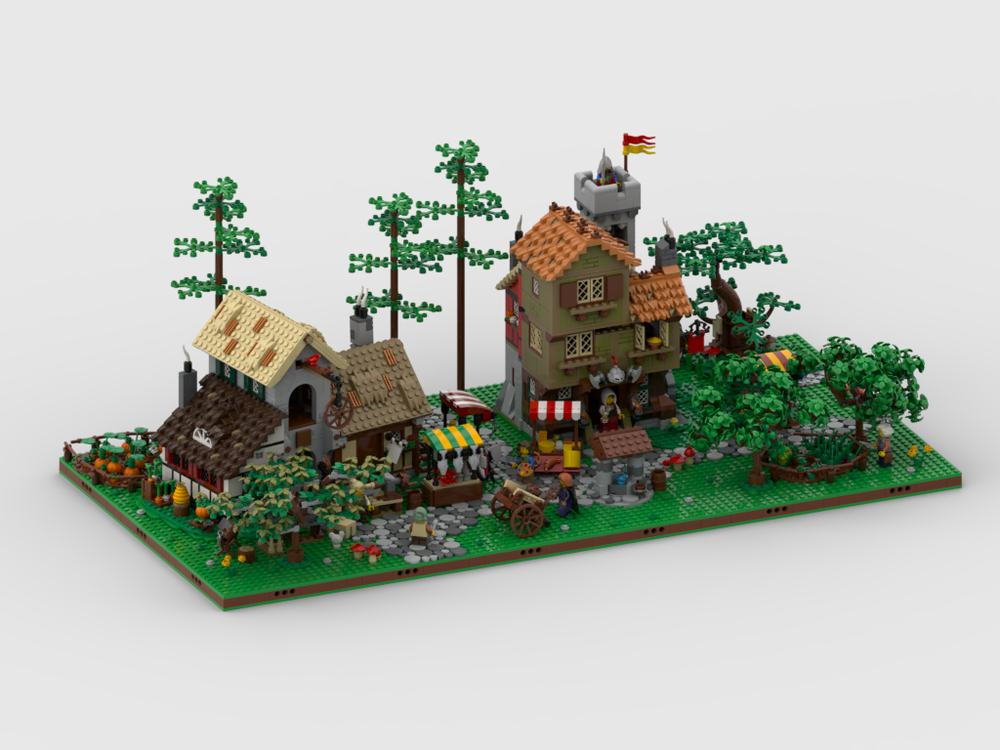 Lego Medieval Town Diorama - display for set 10332 medieval town square
