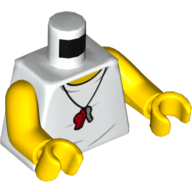 Lego Torso Vest, Red and Silver Whistle Necklace Print, Yellow Arms and Hands / White