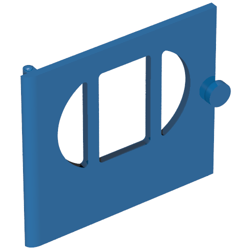Lego Fabuland, Door with Oval Pane in 3 Sections / Blue
