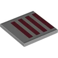 Tile 4 x 4 with Dark Red Rectangles, Dark Bluish Grey Lines Print
