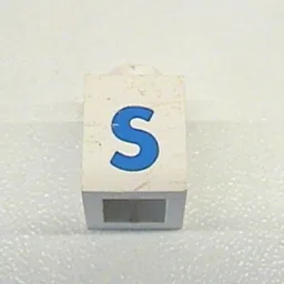 Brick 1 x 1 with Blue 'S' Print (Bold Font) / White