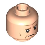 Lego Minifig Head Baron Vladimir Harkonnen, Medium Nougat Eyebrows, Wrinkles, Angry, Grumpy / Light Nougat