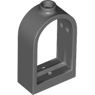 Lego Window 1 x 2 x 2 2/3 with Rounded Top / Dark Bluish Gray