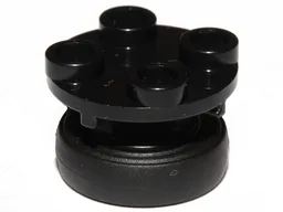 Plate, Round 2 x 2 Thin with Rotation Stem with Black Tire 14mm D. x 4mm Smooth Small Single (40145 / 59895)