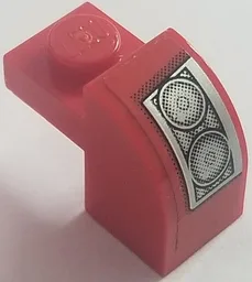 Slope, Curved 2 x 1 x 1 1/3 with Recessed Stud with Silver Headlight on Red Background Pattern Model Right Side (Sticker) - Set 8185