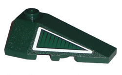 Lego Wedge 4 x 2 Triple Right with Dark Green Triangle with White Border Pattern (Sticker) - Set 8100