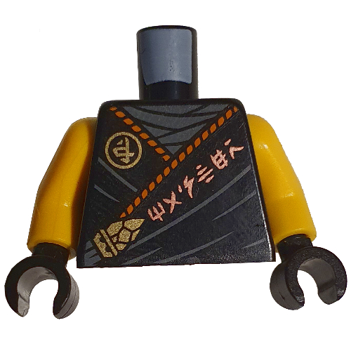 Lego Torso Robe, Orange Asian Symbols print, Yellow Arms, Black Hands / Black