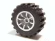 Wheel 18mm D. x 14mm Spoked, with Black Tire 30.4 x 14 Offset Tread (51377 / 30391) / Metallic Silver