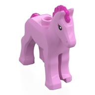 Lego Animal, Foal with Black Eyes, Dark Pink Mane, Tail print / Bright Pink