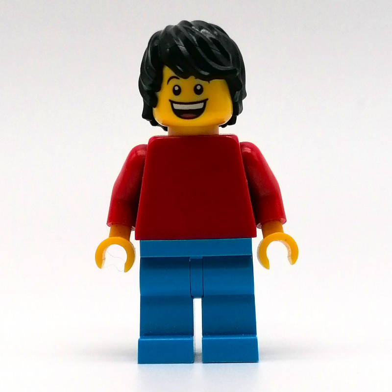 Lego Daniel - Red Torso, Dark Azure Legs, Black Hair