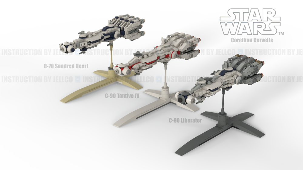 Lego Mini SIze Corellian Corvette : CR-70, CR-90 Tantive IV & Liberator