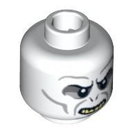 Lego Minifig Head Voldemort, Cheek Lines, Deep Black Eyes, Nostrils, Grin Showing Teeth Print / White