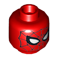 Lego Minifig Head Spider-Man, Small White Eyes, Black Web Print [Hollow Stud] / Red