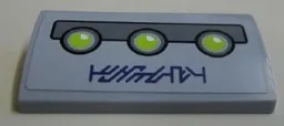 Slope, Curved 2 x 4 x 2/3 with Bottom Tubes with 3 Green Lights and Alien Characters Pattern (Sticker) - Set 7065